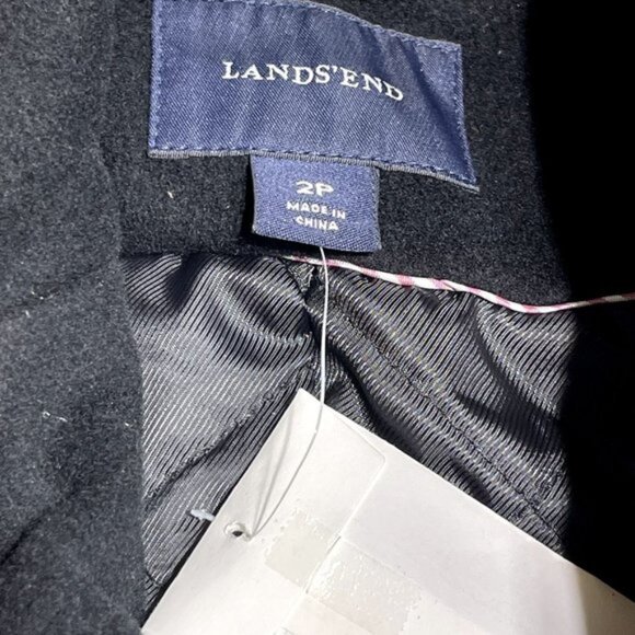 Land's End‎ Womens Insulated Peacoat Coat Size 2P Wool Cashmere Blend Black NWT - Picture 6 of 14